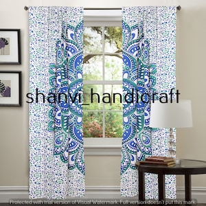 Indian Handmade Mandala Curtain Window Decor Wall Hanging Traditional Cotton Curtain Floral Design Curtain