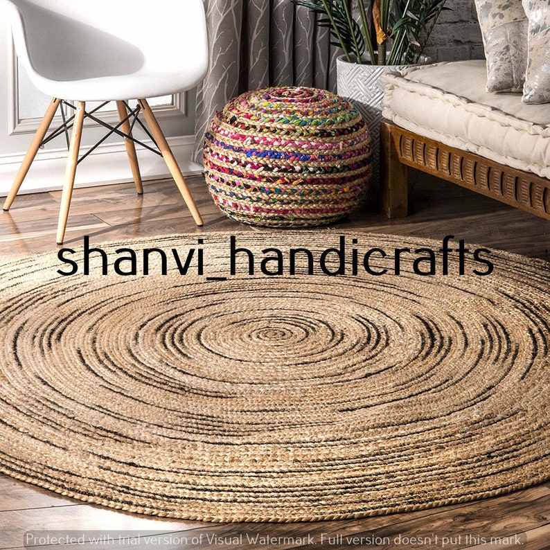 Buy Handmade Indian Braided Rag Rug Round Floor Rug Jute Natural Online