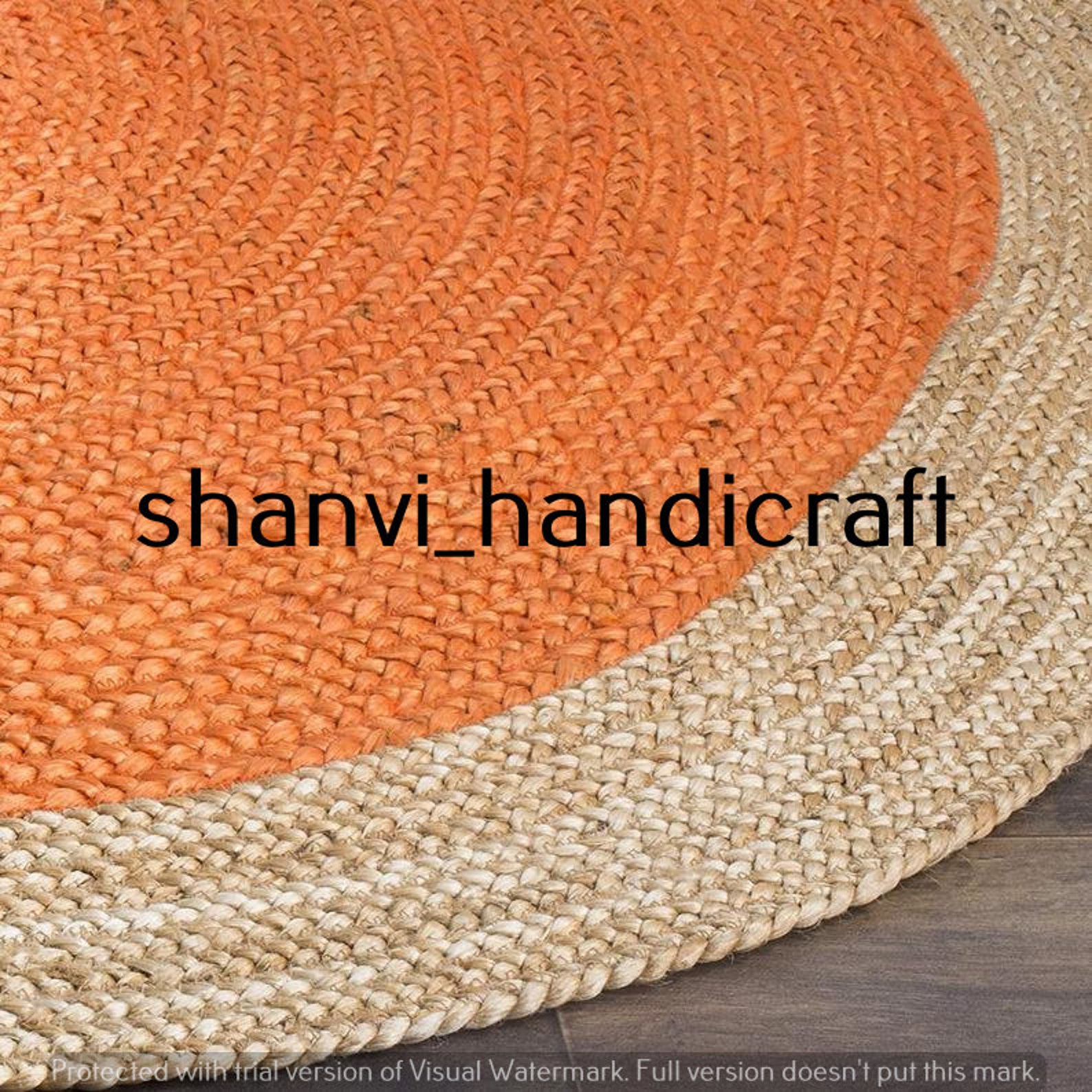 Hand Braided Bohemian Jute Area Rug Round Rag Rug Home Decor Etsy