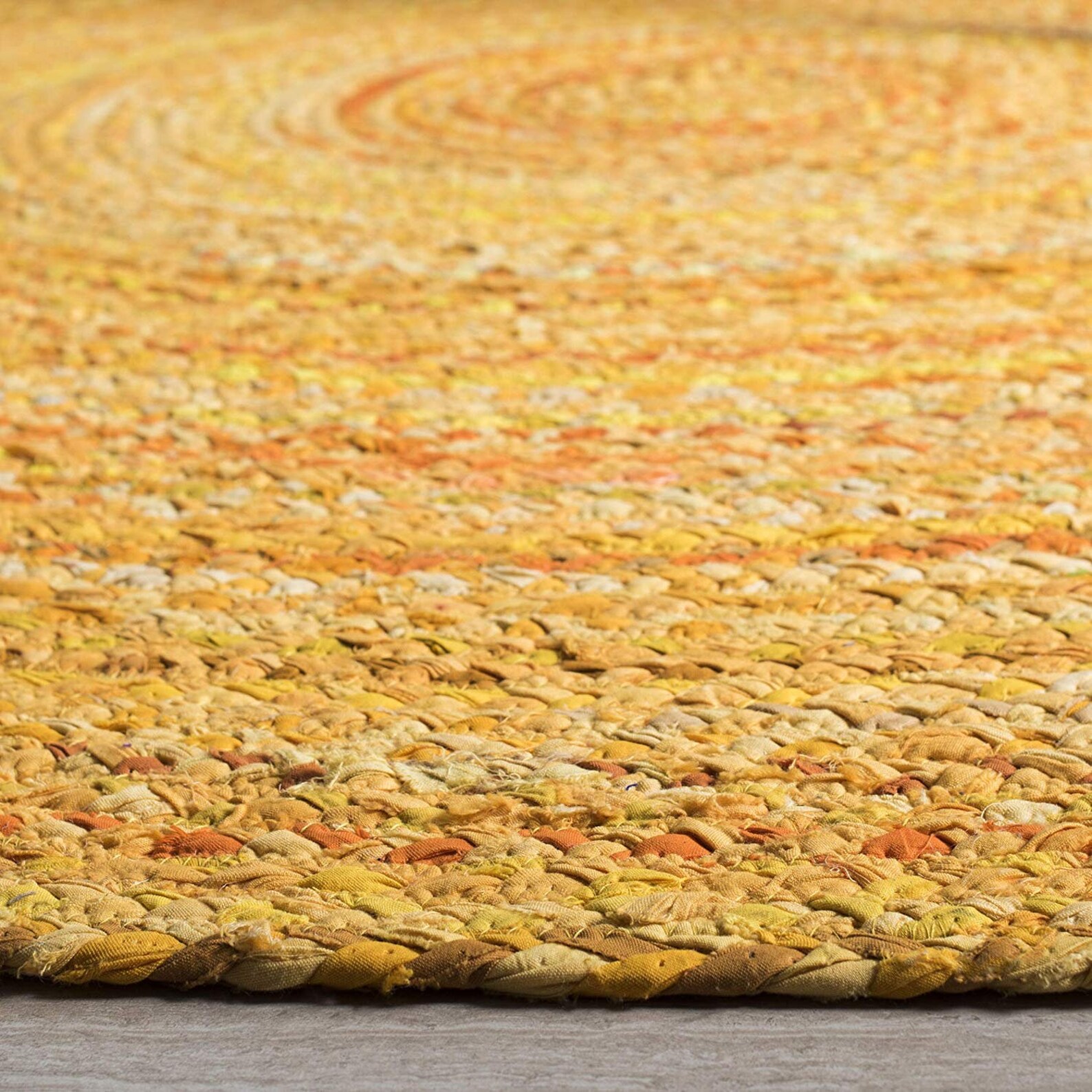 Handmade Handwoven Ribbed Solid Rug 5 Feet round yellow color Etsy