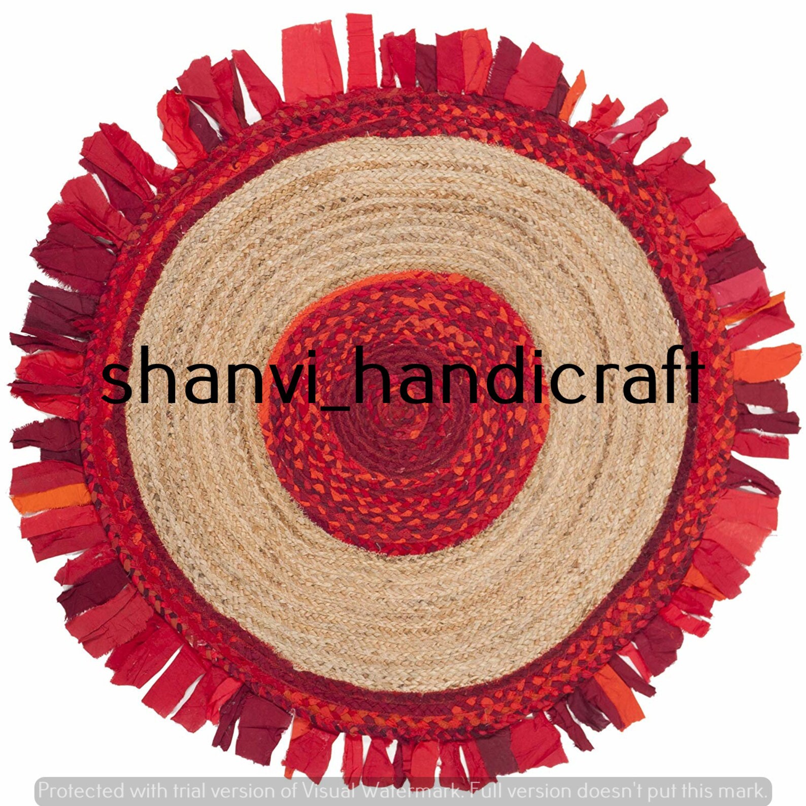 4x4 6x6 8x8 Ft. Natural Hand Made Jute Round Rug Bohemain Jute Rug