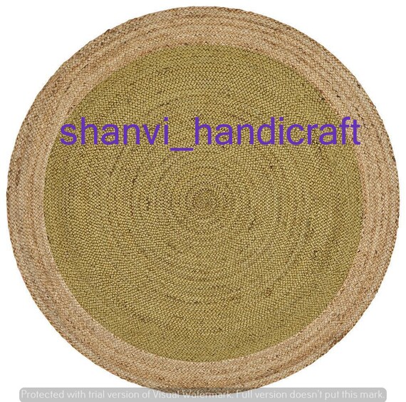 Natural Jute and Herb Dye Rug Natural Fiber Rug 6x6 Feet Rug Jute Round