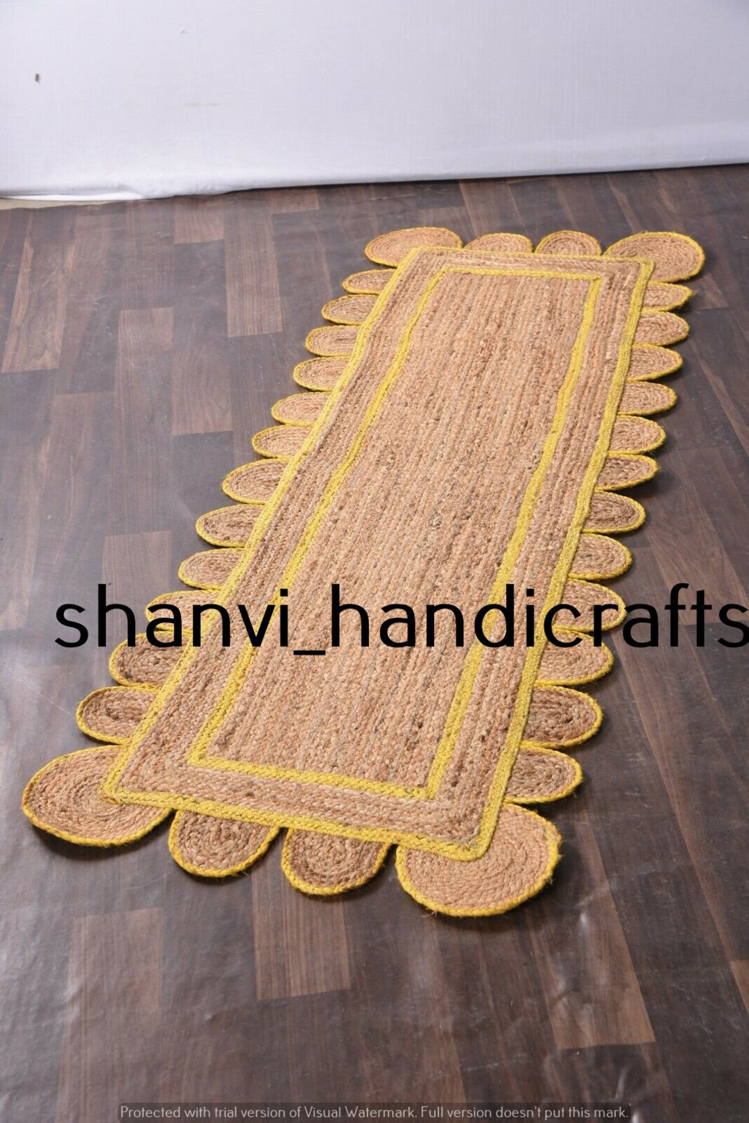 2x4 Feet Braided Scalloped Jute Rug, Scallop Rug, Boho Rug, Natural ...