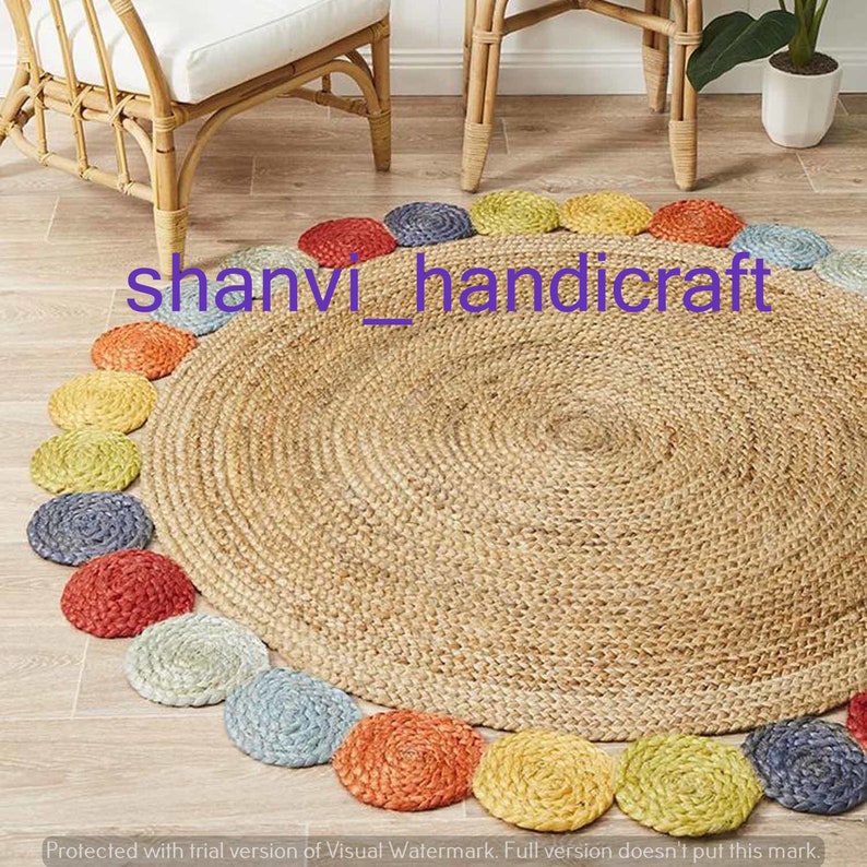 2x2 3x3 4x4 5x5 6x6 7x7 8x8 9x9 Jute Braided Round Rug - Etsy