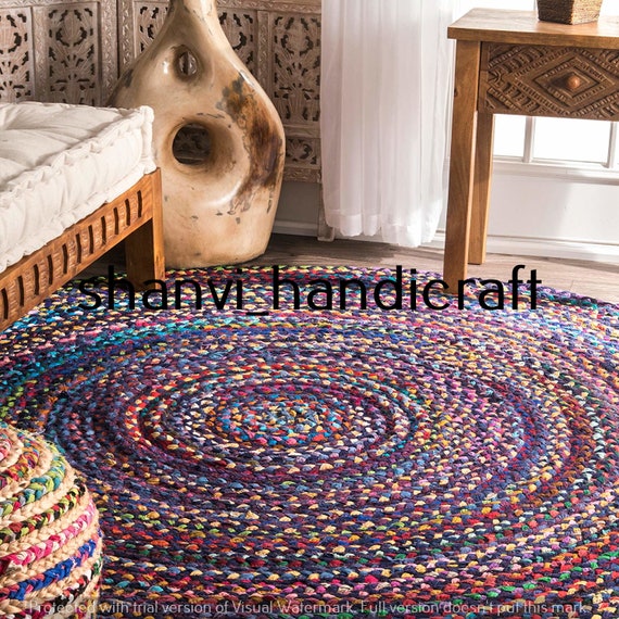 Braided RAG RUG, Braided Round Rug, Meditation Mat, Mandala Rug Bohemian  Decor, Colourful Area Rug Home Decor Rug Floor Rug Circle Rugs 