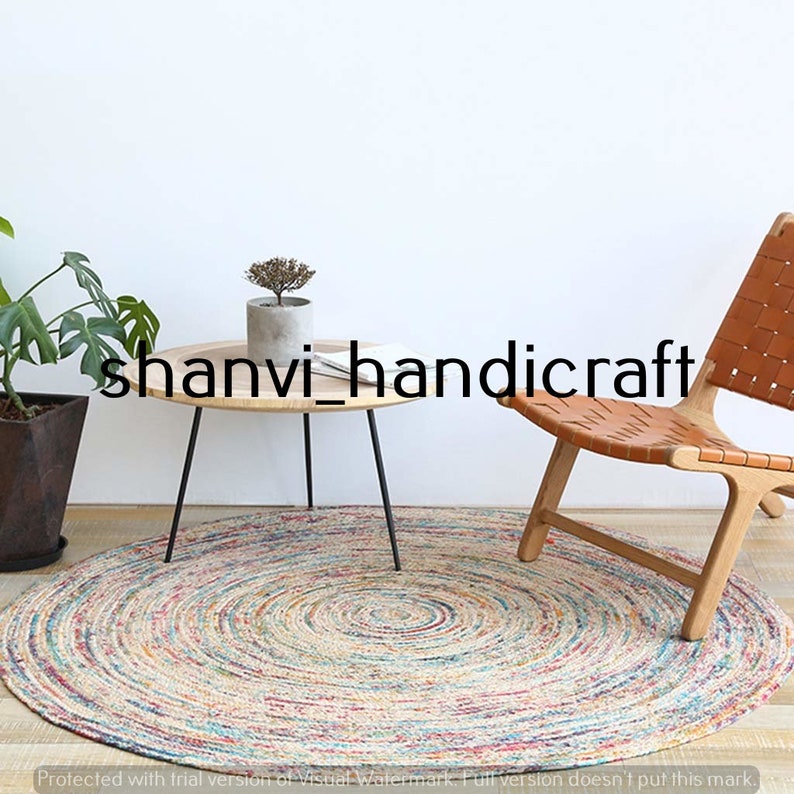 Jute Round Artisan Rug. Natural Jute and Herb Dye Rug. Etsy
