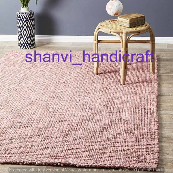 Indian Hand Woven Braided Jute Rug Rag Pink  Color Floor Decor Rugs Natural Jute area Rugs for Home Decor Rugs Beautiful Decorative Rag Rugs