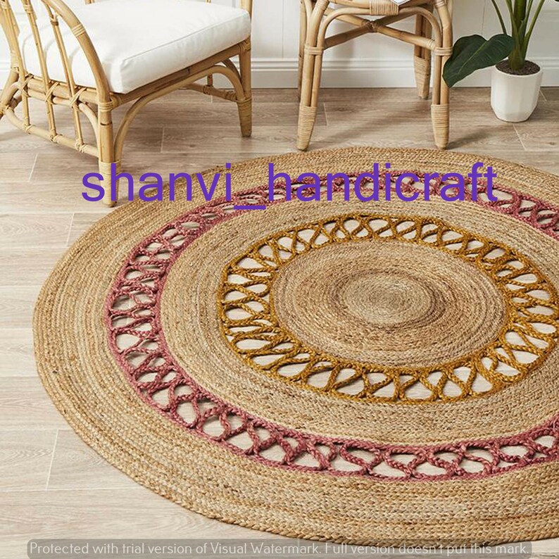 Jute Round Rug Natural Jute Rug Handmade Braided Rug Round Etsy