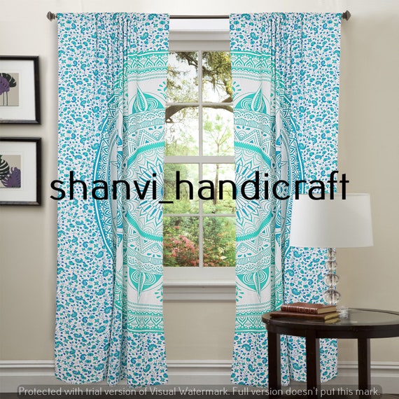 Multi Color Mandala Curtain Boho Window Treatment Set Balcony Door Hanging Drape