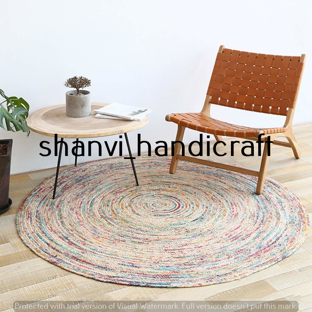 Jute Round Artisan Rug. Natural Jute and Herb Dye Rug. Etsy