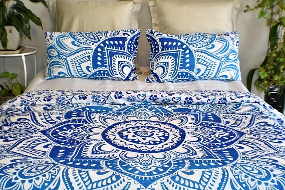 Ombre Mandala Boho Duvet Cover Queen Indian Quilt Cover Cotton Etsy