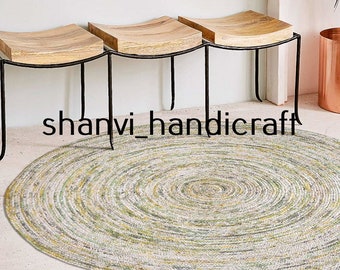 4x4, 5x5, 6x6 7x7, 8x8 Ft. Round Table Rug in Palm/Hemp rug/Rug/Area Rugs/Floor Rugs/Large Rugs/Handmade Rug/Carpet/round rug/Antique Rug