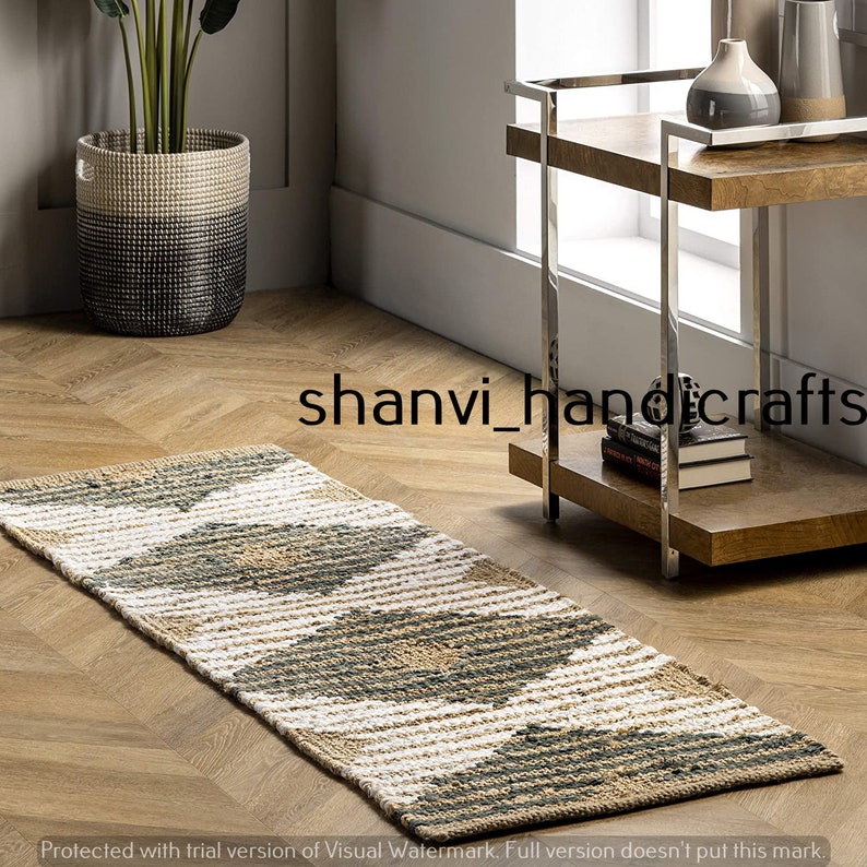 Indian Handmade Multi Colour Jute Cotton Runner Rug Braided - Etsy