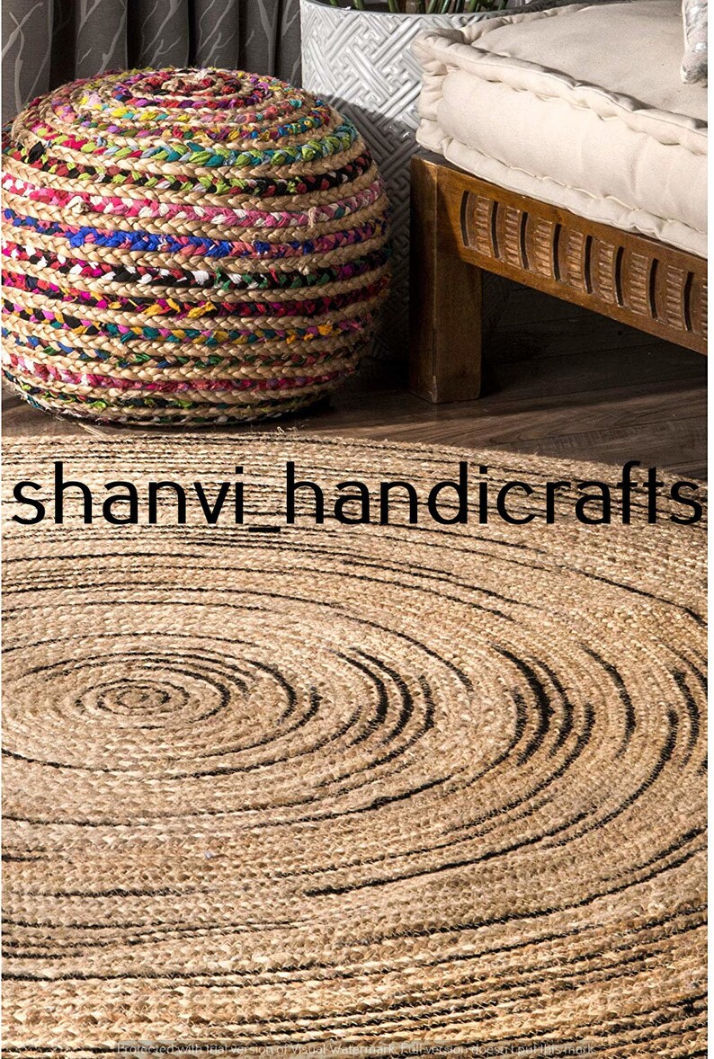 Buy Handmade Indian Braided Rag Rug Round Floor Rug Jute Natural Online