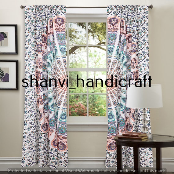 Window Dorm Curtains Drapes Valances Bohemian Mandala Etsy