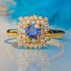 Round Purple Tanzanite Ring, Unique Engagement Ring, Tanzanite Ring, Tanzanite Gemstone Ring, Anniversary Wedding Gift, December Birthstone,