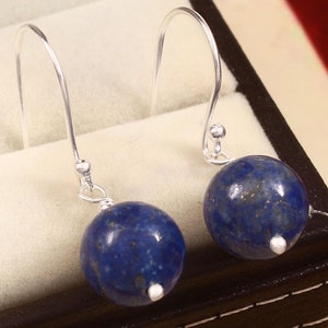 Lapis Earrings – Sterling Silver and Lapis Lazuli Drop Earrings – Gemstone Everyday Jewellery, earrings, valentine gift, gift for her
