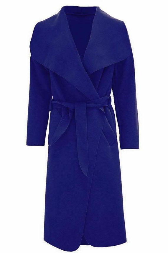 Ladies Womens Italian Long Duster Trench Belted Waterfall Coat Jacket New UK Ladies Womens Italian Long Duster Trench Belted Waterfall Coat Jacket New UK