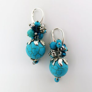 Art Deco, perfektes Geschenk für sie zu Weihnachten, Türkis Ohrringe, Einzigartige baumeln Ohrringe, Handwerklich handgefertigter Edelstein Schmuck, Geschenk für Frauen