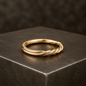 Infinity Twisted Unity | 14K gouden ring | Dubbele ring met gedraaid design | Handgemaakte gouden ring | Minimalistische ring