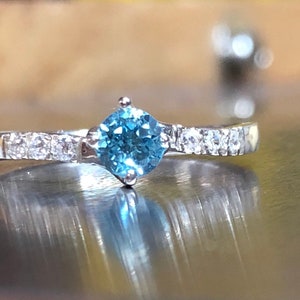 Blue Topaz Ring Silver Engagement Ring Topaz and Zircons Multistein Ring image 2