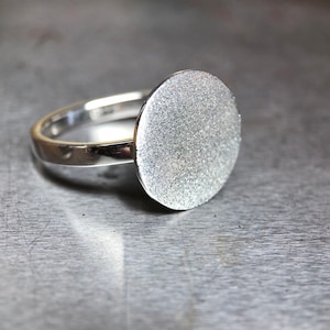 Silver Disc Ring/Disc Ring matt brushed finish minimalist
