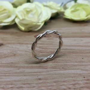 Braided Ring Silver Cord Ring Stacking Ring