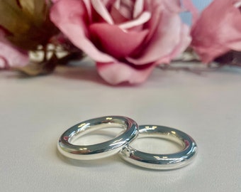 Wedding rings set wedding rings set made of silver round profile
