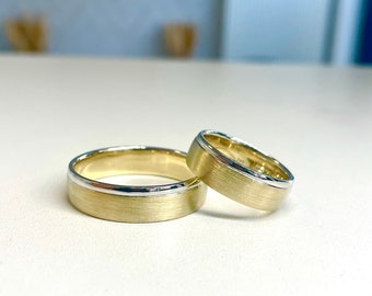 Wedding Rings Set Wedding Rings Set 2 Colored Gold Matt Surface