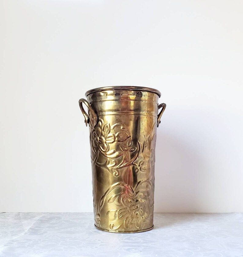 Vintage Hosley Solid Brass Decorative Planter