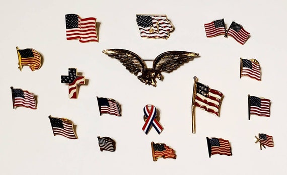 Vintage Patriotic Lapel Pins - Lot of 17 Pins - image 3