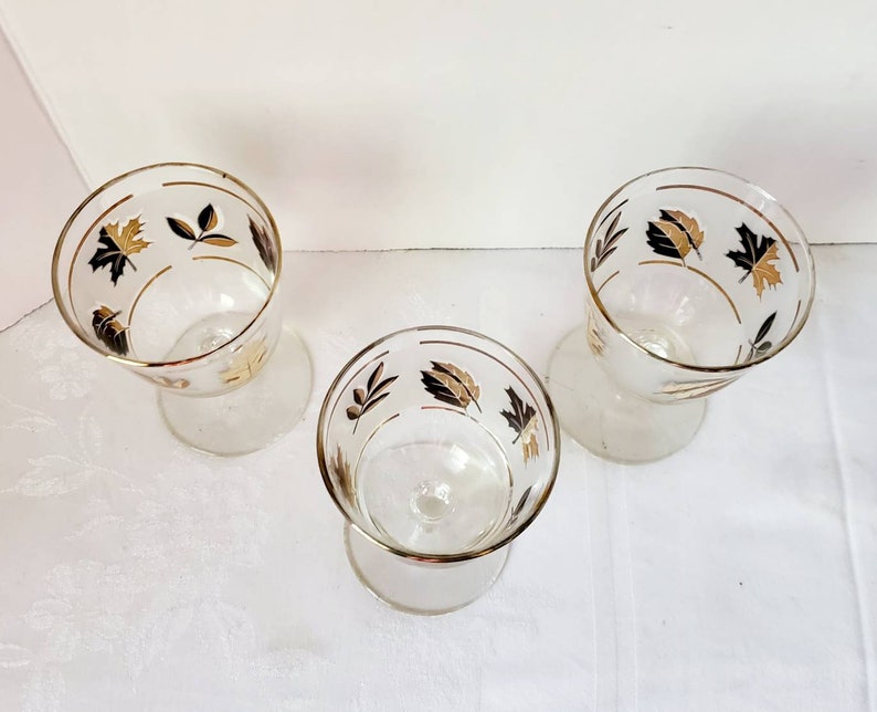 Vintage Libbey Gold Leaf Wine Glasses Set of 3 | Etsy