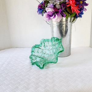 Vintage 9&quot; Italian Murano Vetro Eseguito Glass Bowl Sea Green Teal Art Glass Bowl