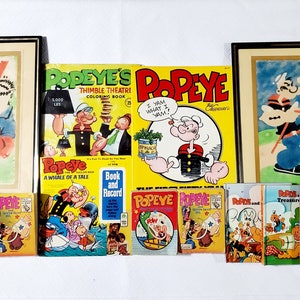 Vintage Popeye Collectible Books and Pictures Lot