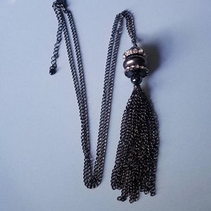 Black Vintage Tassel Necklace