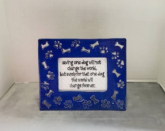 Adorable Blue Dog Frame/Plaque With Dog Quote