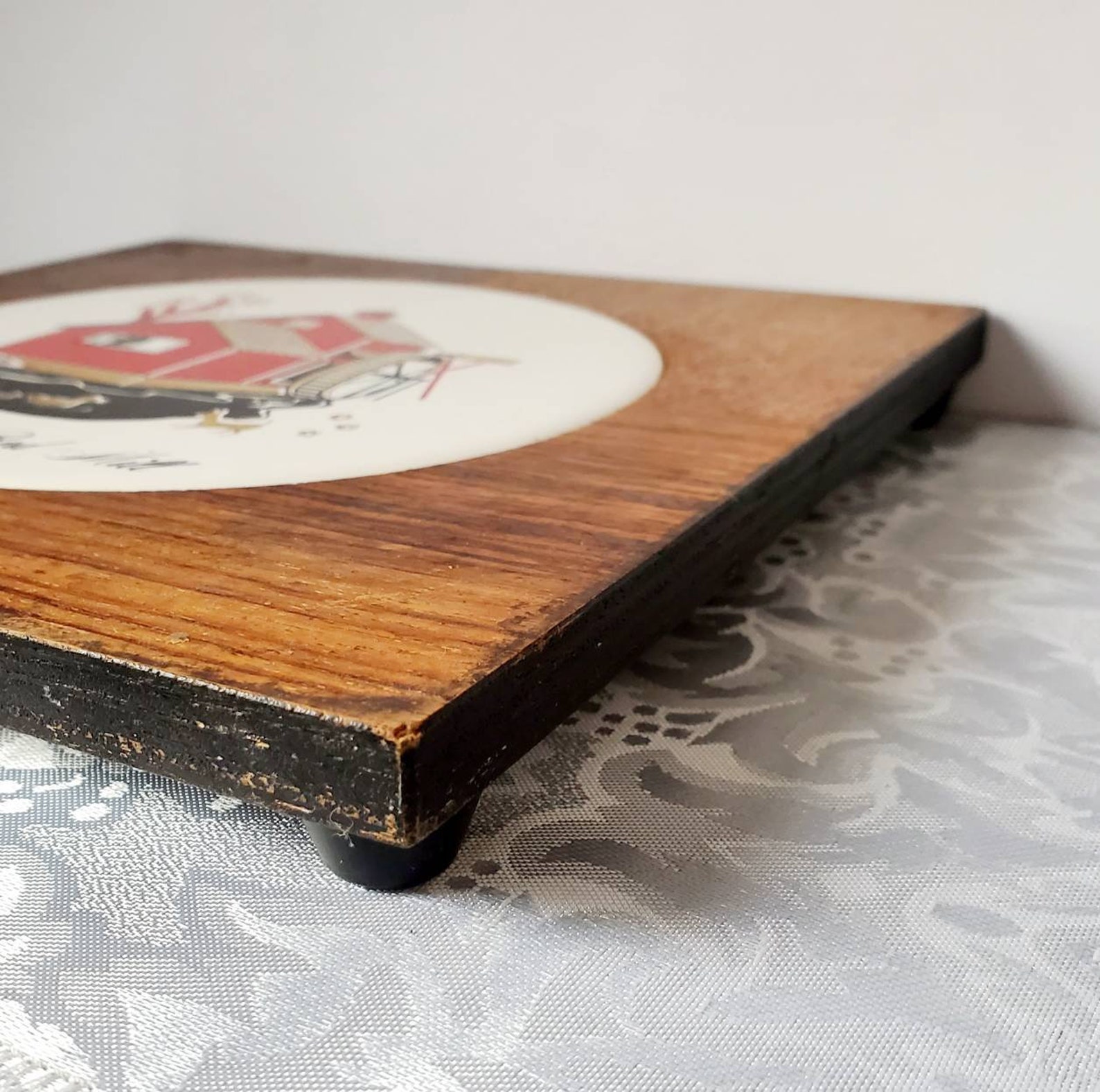 Vintage Wood & Tile Trivet Hot Plate Holder 'the Old Red Etsy