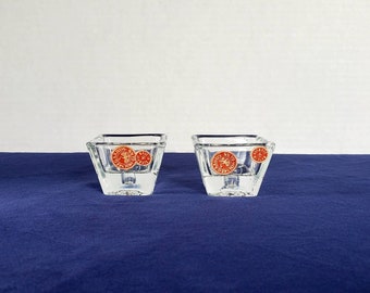 Vintage Holmegaard Denmark Clear Glass Taper Holders Candlestick Holders - Set of 2