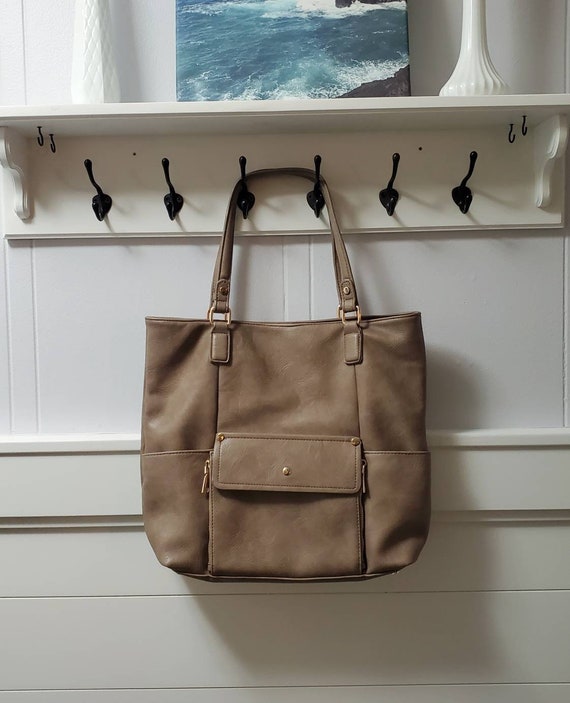 Vintage Miztique Taupe Top Handle Shoulder Tote Ha