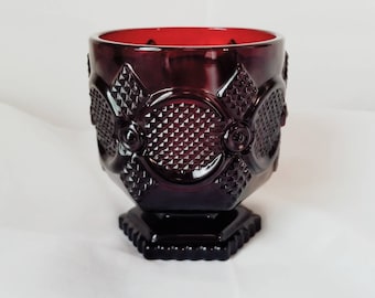 Avon Cape Cod Ruby Red Glass Footed Tumbler