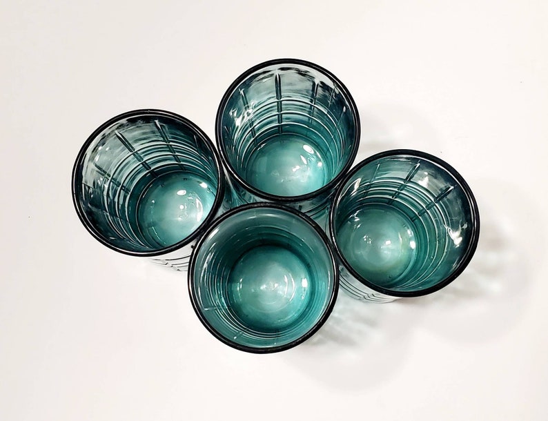 Set of 4 Heavy Iced Tea Glasses Vintage Anchor Hocking Tartan Manchester Dark Green 16oz