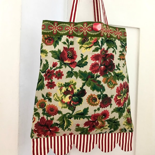 Flowered bag, Tote bag, unique piece!