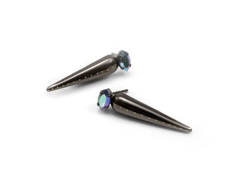 5 PAIRS Gemstones Studded In Solid 925 Sterling Silver Earrings Christmas Gift Weekdays Studs Handmade Stud Earrings