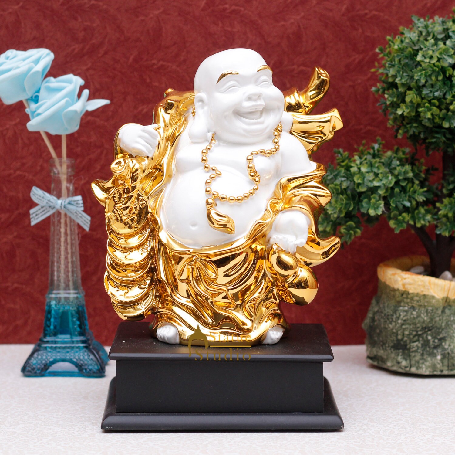 Statuestudio Laughing Buddha for Money and Wealth Good Luck Etsy