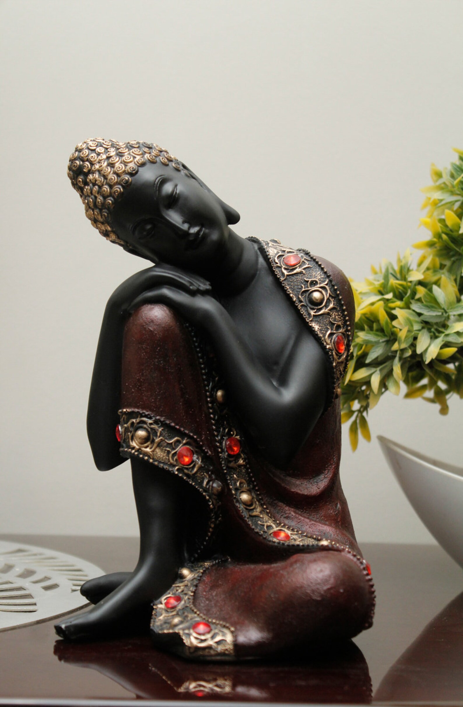 Buddha Statue Antique Seated Style Resin Statue Handmade Etsy