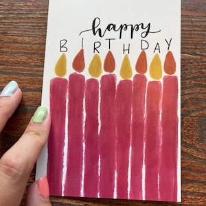 Dark Pink Candle Birthday Card