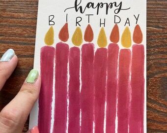 Dark Pink Candle Birthday Card