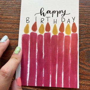 Spring/summer Bright Candle Birthday Cards - Etsy