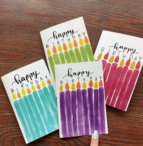 Spring/summer Bright Candle Birthday Cards - Etsy