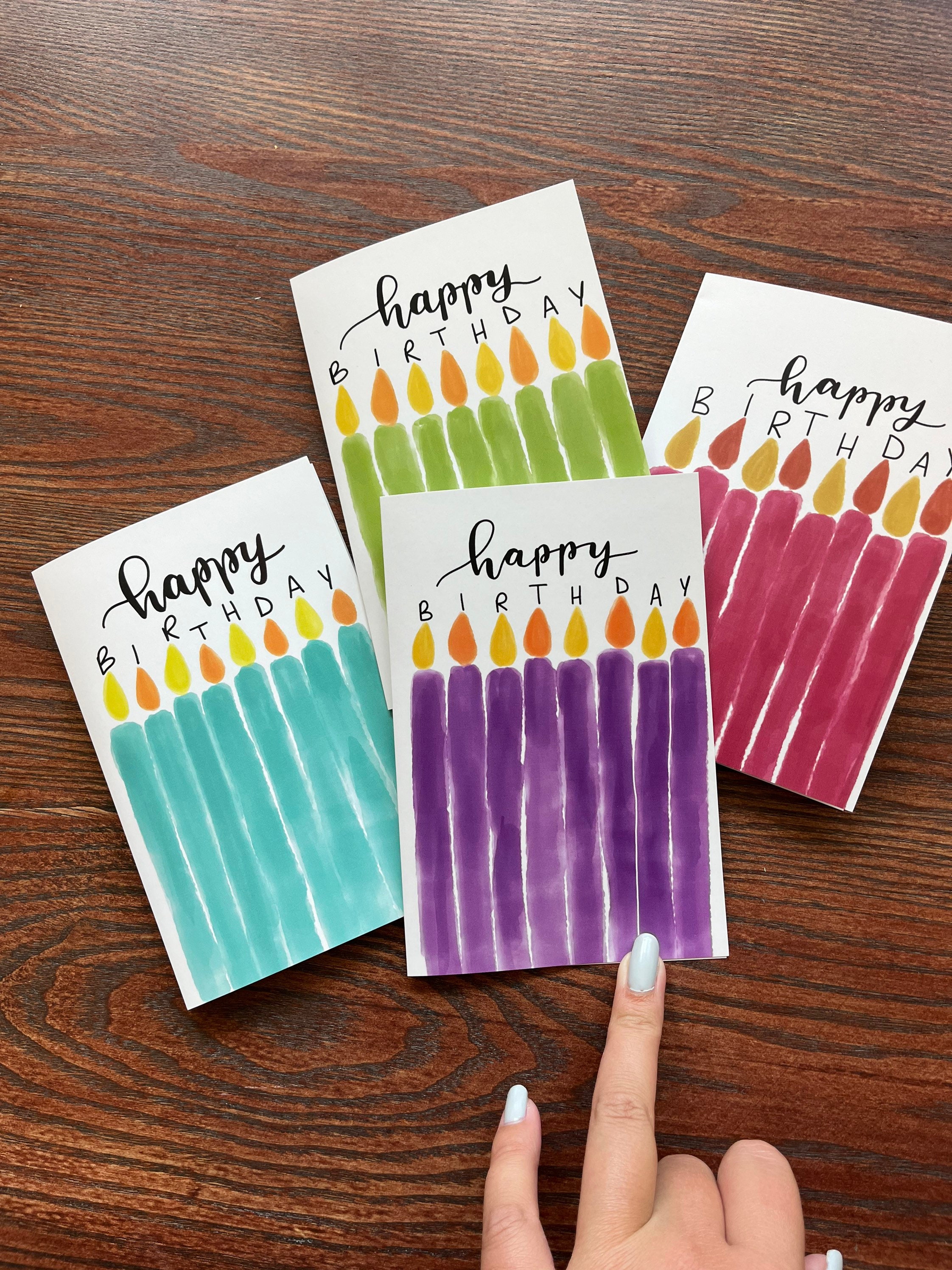 SINGLE Happy Birthday Watercolor Candle Card/bright Birthday - Etsy
